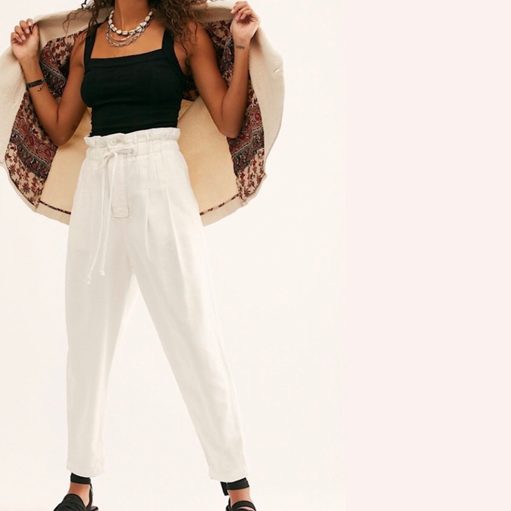 COPY - Free people pleated white trousers